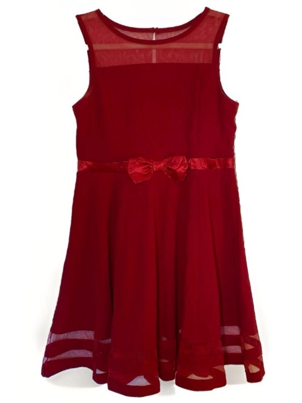 Calvin Klein Girls 16 Red Dress Holiday Valentines Christmas Party Bow Washable
